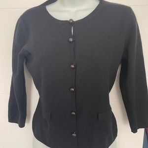 Burberry 100% Cashmere Sweater Cardigan Check Cuffs black M